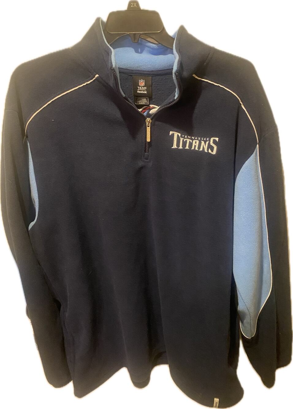 Vintage Tennessee Titans Reebok NFL Fleece Quarter Zip Pullover Blue MensXL Y2K